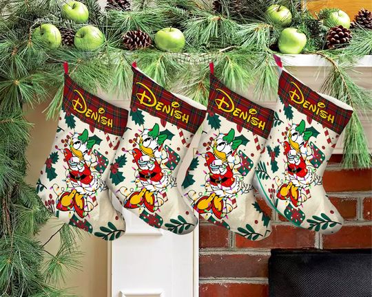 Custom Name Daisy Duck Christmas Stocking, Disney Stocking, Christmas Gift, Christmas Light