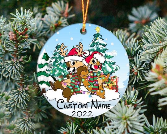 Personalized Chip And Dale Disney Christmas Ornament
