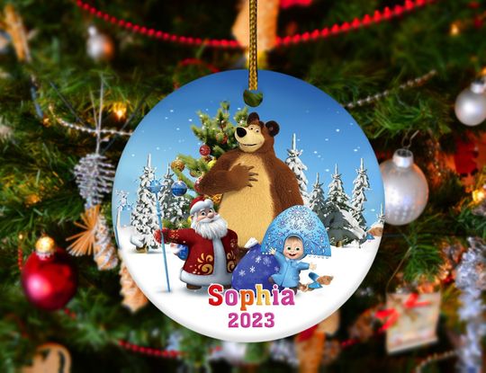 Personalized Masha And The Bear Disney Christmas Ornament