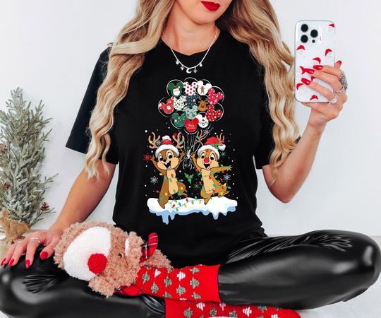 Chip and Dale Christmas Shirt, Disney Christmas Balloon Shirt