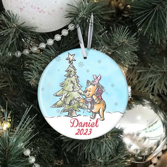 Personalized Winnie The Pooh And Piglet Disney Christmas Ornament