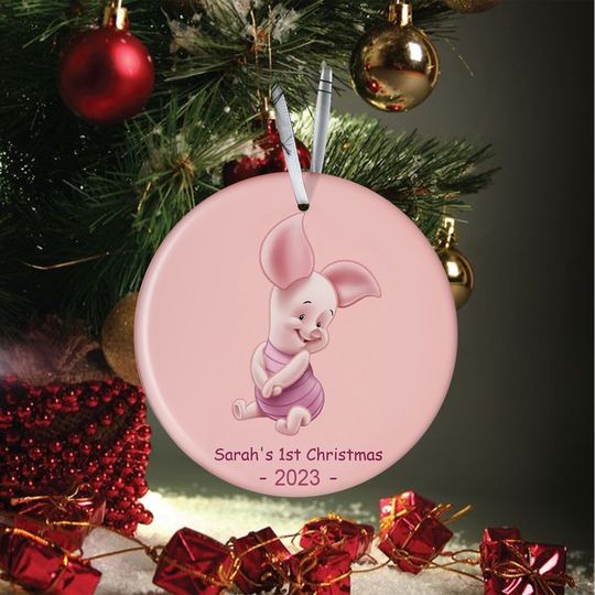 Personalized Winnie The Pooh Piglet Baby First Christmas Disney Christmas Ornament