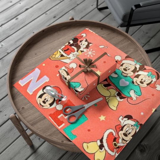 Vintage Disney Christmas Mickey Mouse Gift Wrap Paper