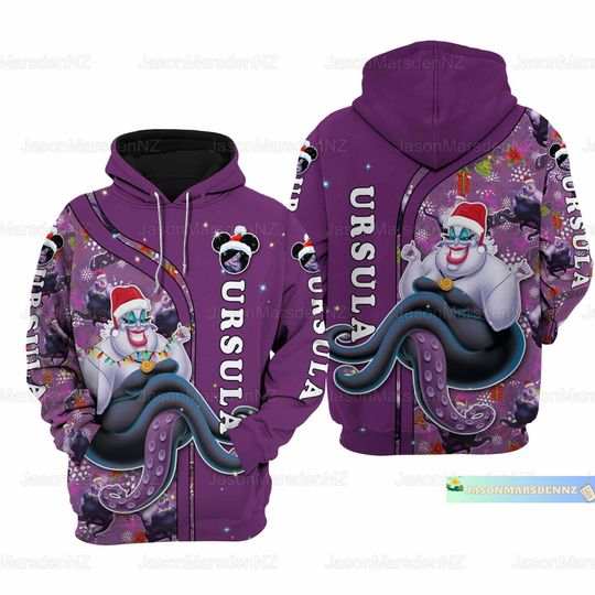 Christmas Ursula Hoodie, Ursula Hoodie, Disney Ursula 3D Hoodie