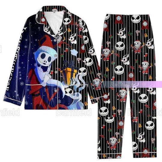 Christmas Jack Skellington Pajamas Set, Nightmare Before Christmas Shirt, Pajama Set Women, Disney Holiday Pajamas