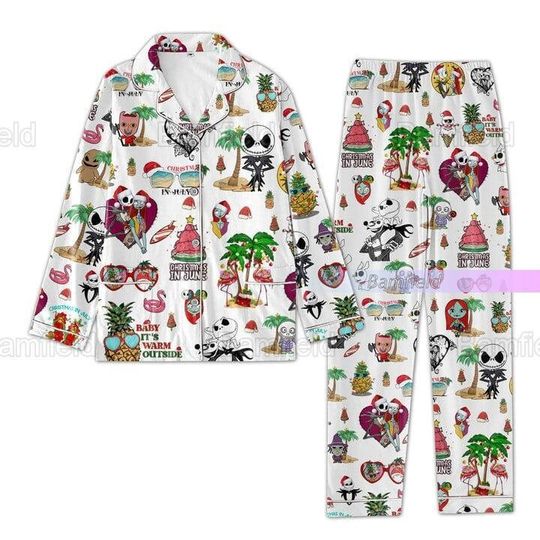 Christmas Jack Skellington Pajamas Set, Nightmare Before Christmas Shirt, Disney Holiday Pajamas, Jack Sally Pajamas