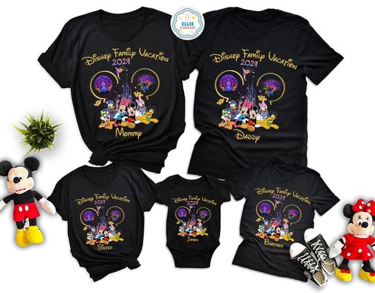 Personalized Disney Trip 2024 Mickey And Friends Disney T-Shirt, Disney Family Matching T-Shirt