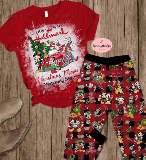 Christmas Micky Pajamas Set, Disney Micky Pyjamas, Santa Micky Pj Set Pants