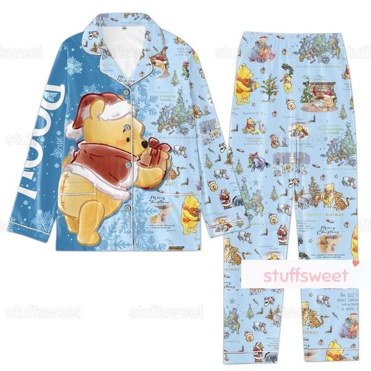Christmas Pooh Bear Pajamas Set, Pooh Pajamas Pants, Winnie The Pooh Christmas Pajamas, Disney Pooh Pajamas, Holiday Pajamas, Pooh Gift