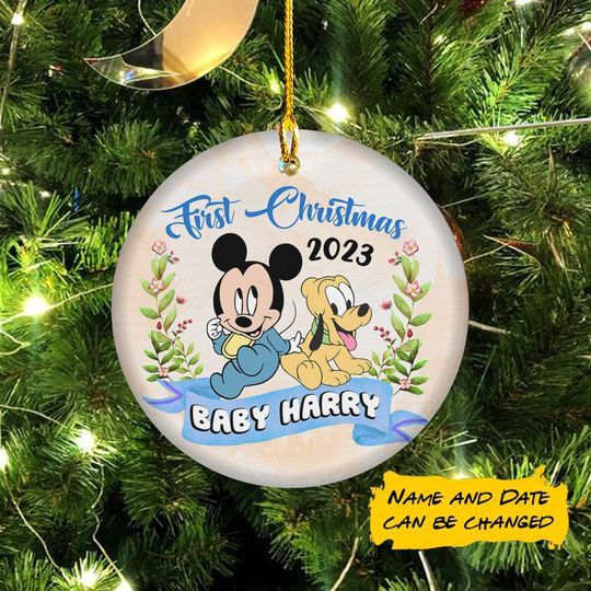 Custom Mickey Christmas Ornament, Disneyland Christmas Hanging Ornament