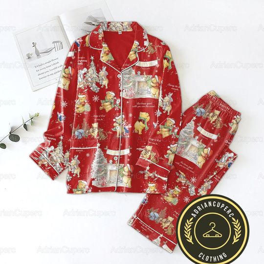Christmas Pooh Pajamas Set, Winnie The Pooh Shirt, Disney Pooh Set Of Pajamas, Cartoon Pajamas Pants, Pooh Gift