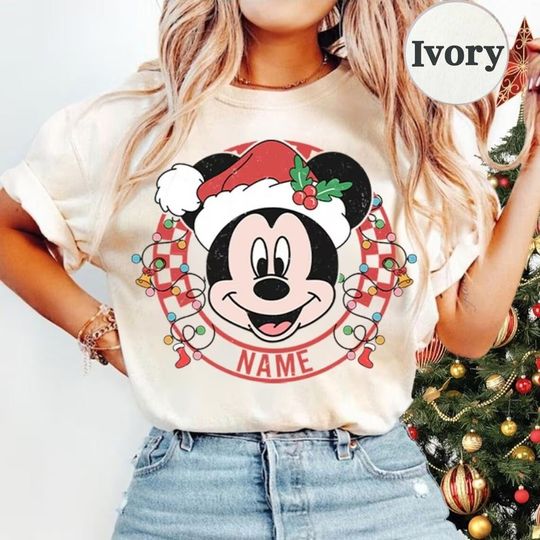 Vintage Mickey Checkered Christmas Shirt, Disney Shirt, Mickey Mouse Christmas Shirt