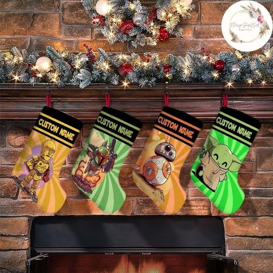 Personalized Star Wars Disney Christmas Stocking, Family Christmas Stocking