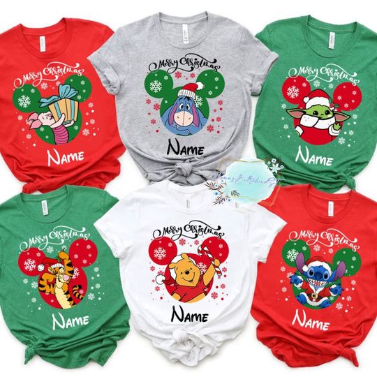 Disney Winnie The Pooh Christmas Shirt, Pooh and Friends Christmas Shirt, Mickey Ears Christmas Shirt, Disney Christmas Group Shirt