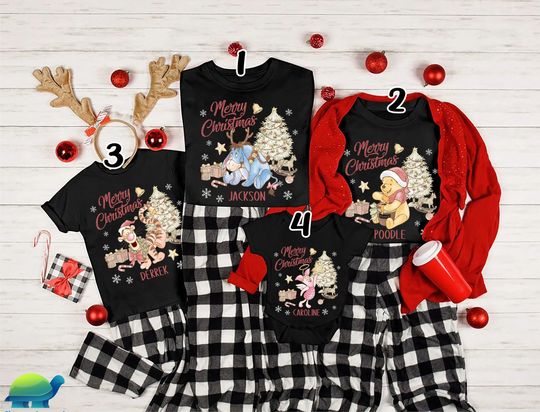 Winnie The Pooh Christmas Sweatshirt, Pooh Eeyore Tigger Piglet Christmas Castle Shirt, Disneyland Xmas Gift Tee