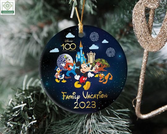 Disneyland Family Vacation 2023 Ornament, 100 Years of Wonder Ornament, Mickey and Friends 100th Anniversary Ornament