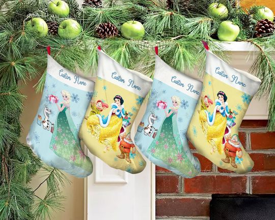 Personalized Disney Princess Christmas Stocking, Family Christmas Stocking
