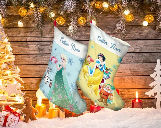 Personalized Disney Princess Christmas Stocking, Family Christmas Stocking