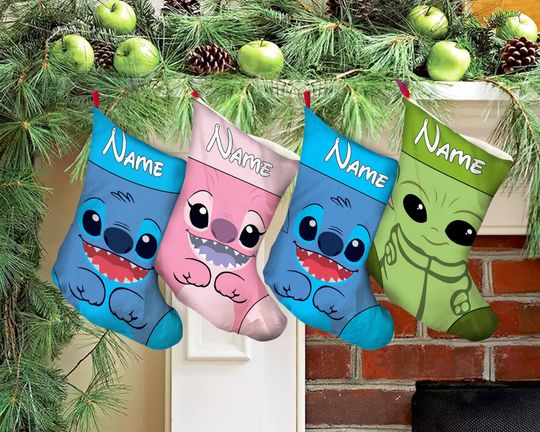 Personalized Stitch Disney Christmas Stocking, Family Christmas Stocking