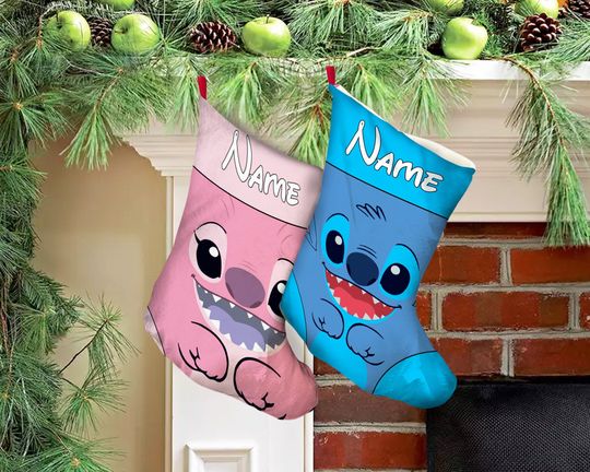 Personalized Stitch Disney Christmas Stocking, Family Christmas Stocking