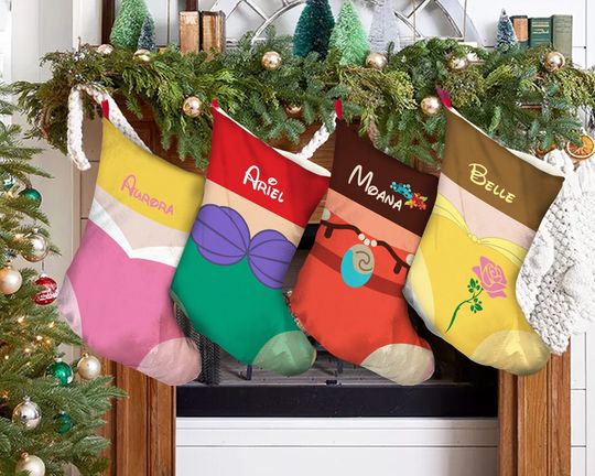 Personalized Disney Princess Christmas Stocking, Family Christmas Stocking