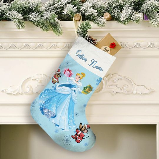 Personalized Disney Princess Stocking, Cinde Christmas Stockings, Disney Princess Christmas Stocking