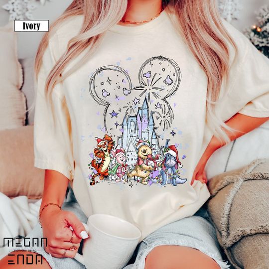 Vintage Disney Winnie The Pooh Christmas, Pooh Eeyore Tigger Piglet Christmas Castle Shirt