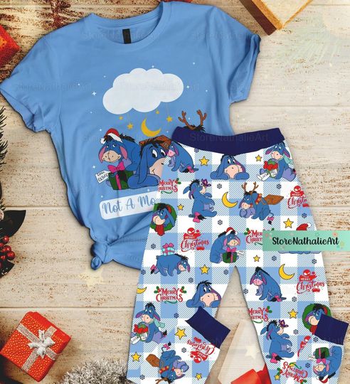 Christmas Eeyore Pajamas Set, Disney Eeyore Shirt, Disney Eeyore Pajamas