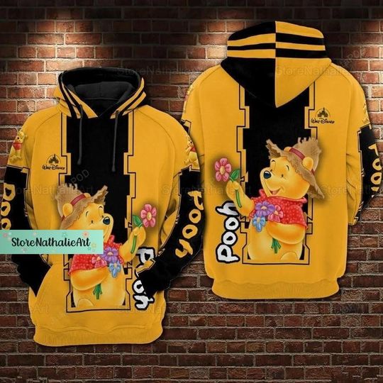 Christmas Pooh Bear Hoodies, Pooh Bear 3D Hoodies, Pooh Disney 3D Hoodie