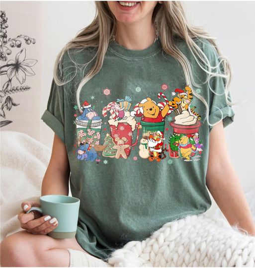 Vintage Christmas Winnie the Pooh Shirt, Disney Christmas Coffee