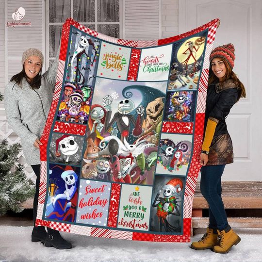 Disneyland Jack Skellington And Sally Fleece Blanket, Nightmare Before Christmas, Oogie Boogie Throw,Christmas Gift Family Xmas Blanket