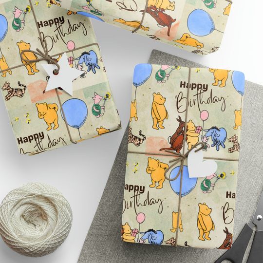 Winnie the Pooh Disney Christmas Wrapping Paper, Gift Wrapping Paper
