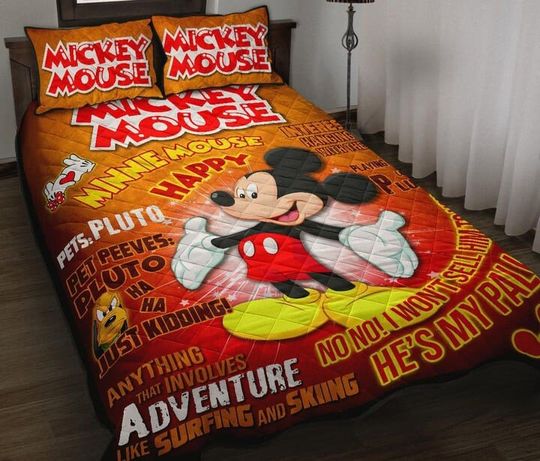 Mickey Cute Bed Set, Disney Christmas Bedding Set