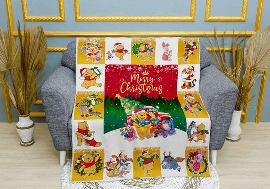 Winnie The Pooh Disney Blanket, Christmas The Pooh Fleece Blanket