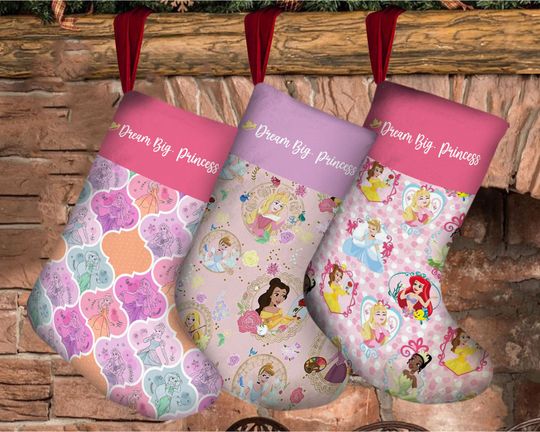 Disney Princess Christmas Stocking, Custom Name Princess Stocking