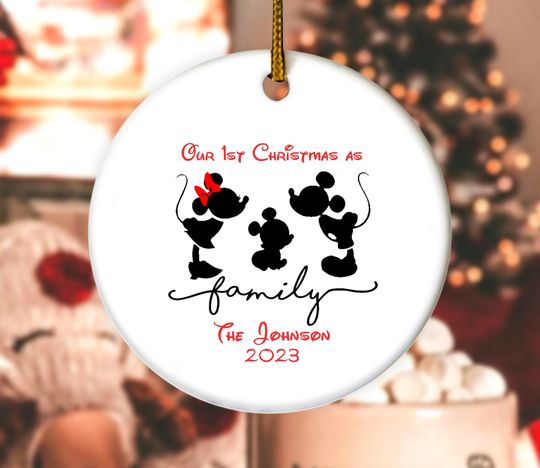 Disney Our First Christmas As Family Ornament,Mickey Family Ornament,Christmas Ornament 2023