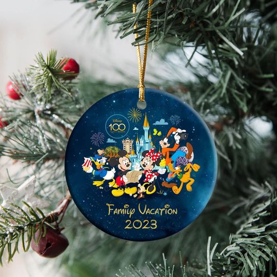 Family Vacation Ornament,Disney Family Trip Ornament, Disney Castle Ornament, Disney 100 Years Anniversary Gift.