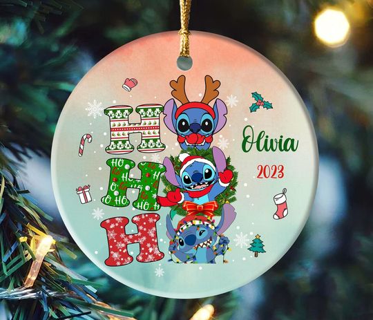 Christmas Stitch Santa Ornament, Disney Stitch Christmas Ornament, Disney Lover Gifts, Christmas Gift