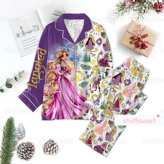 Christmas Tangled Pajamas Set, Tangled Princess Pajamas, Disney Princess Pajamas
