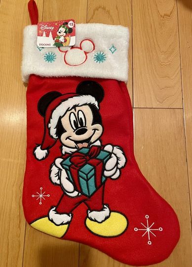 Discover NWT Disney Mickey Mouse Santa Suit Gift Red Christmas Stocking