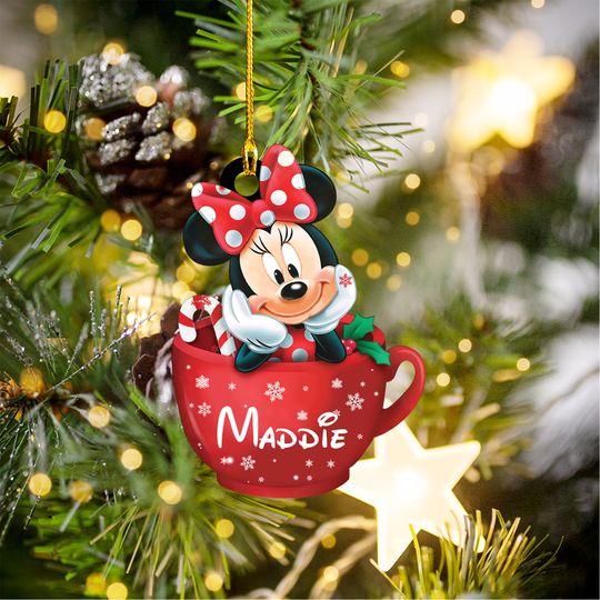 Minnie Mouse Tea Cup Ornament, Minnie Mickey Christmas Ornament, Minnie Ornament, Minnie Tree Ornament, Disneyland Ornaments
