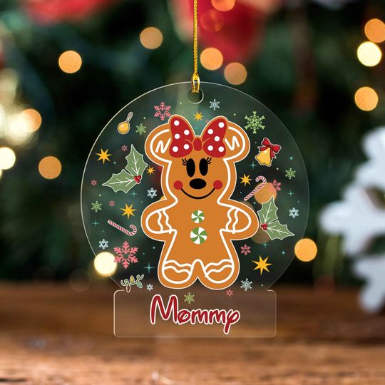 Custom Name Gingerbread Minnie Mouse Christmas Ornament, Disney Christmas Ornament