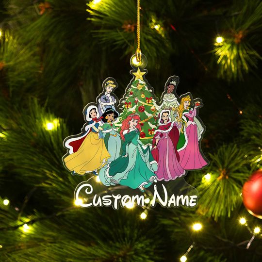 Personalized Disney Princess Christmas Tree Ornament, Disney Princess Ornament, Disney Christmas Ornament
