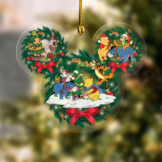 Pooh Christmas Ornament , Custom Disney Pooh Ornament, Winnie Pooh and Friends Ornament