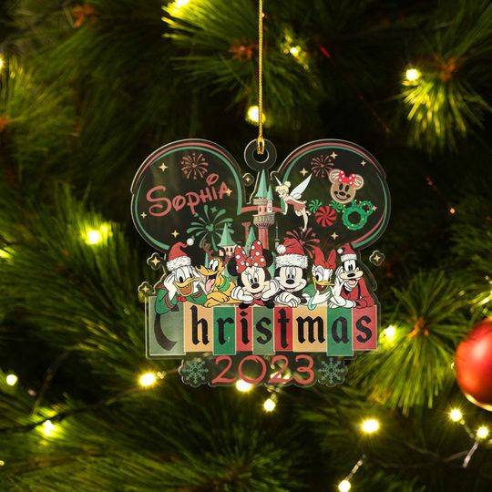 Discover Custom Name Mickey With Friends Ornament, Merry Christmas Ornament, Disney Christmas Ornament