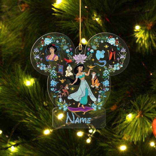 Personalized Princess Jasmine Ornament, Princess Christmas Ornament, Disney Christmas Ornament