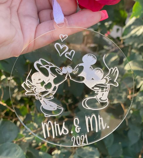 Christmas Ornament | Mr. & Mrs. | Wedding Ornament | Engagement Disney Christmas Ornament