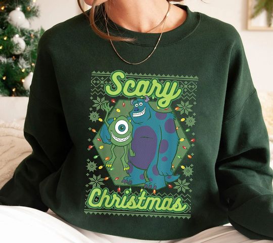 Scary Christmas Monster Disney Shirt, Monsters University Christmas Ugly Sweatshirt