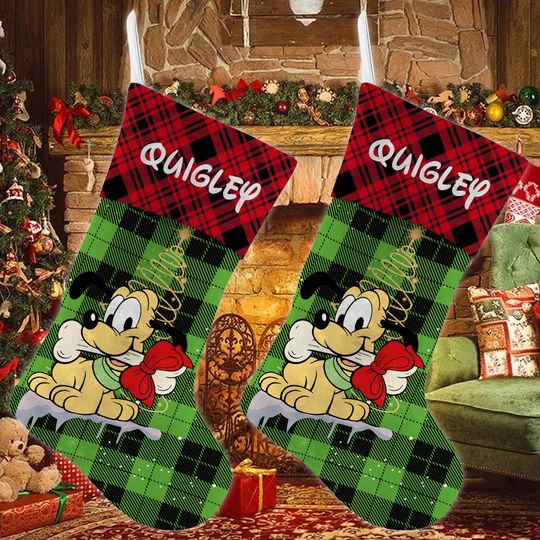 Personalized Pluto Dog Disney Christmas Stocking