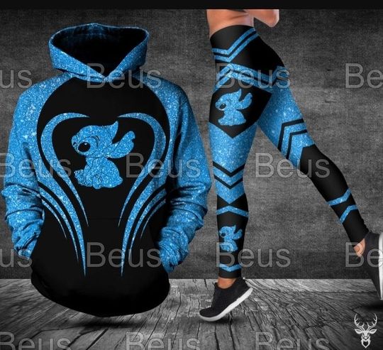 Discover Stitch 3D Hoodie And Leggings Blue, Disney Stitch Legging, Stitch Hoodie Women